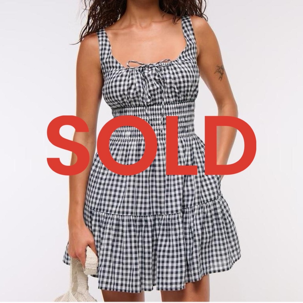 Abercrombie & Fitch Smocked Tie-Front Mini Dress